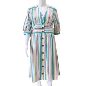 NEW Ces femme striped print woven midi dress